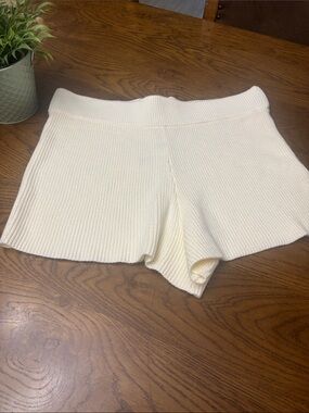 THE DROP Ribbed Knit Shorts in Whisper White BNWT